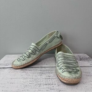 Tory Burch Mint Green Espadrille Flats with Woven Detail Size 7.5
